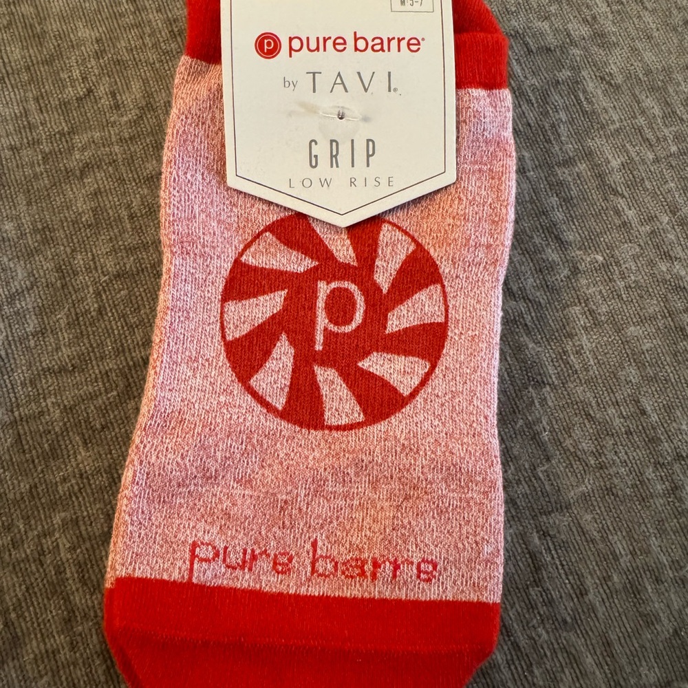 Pure Barre Red Grip Socks